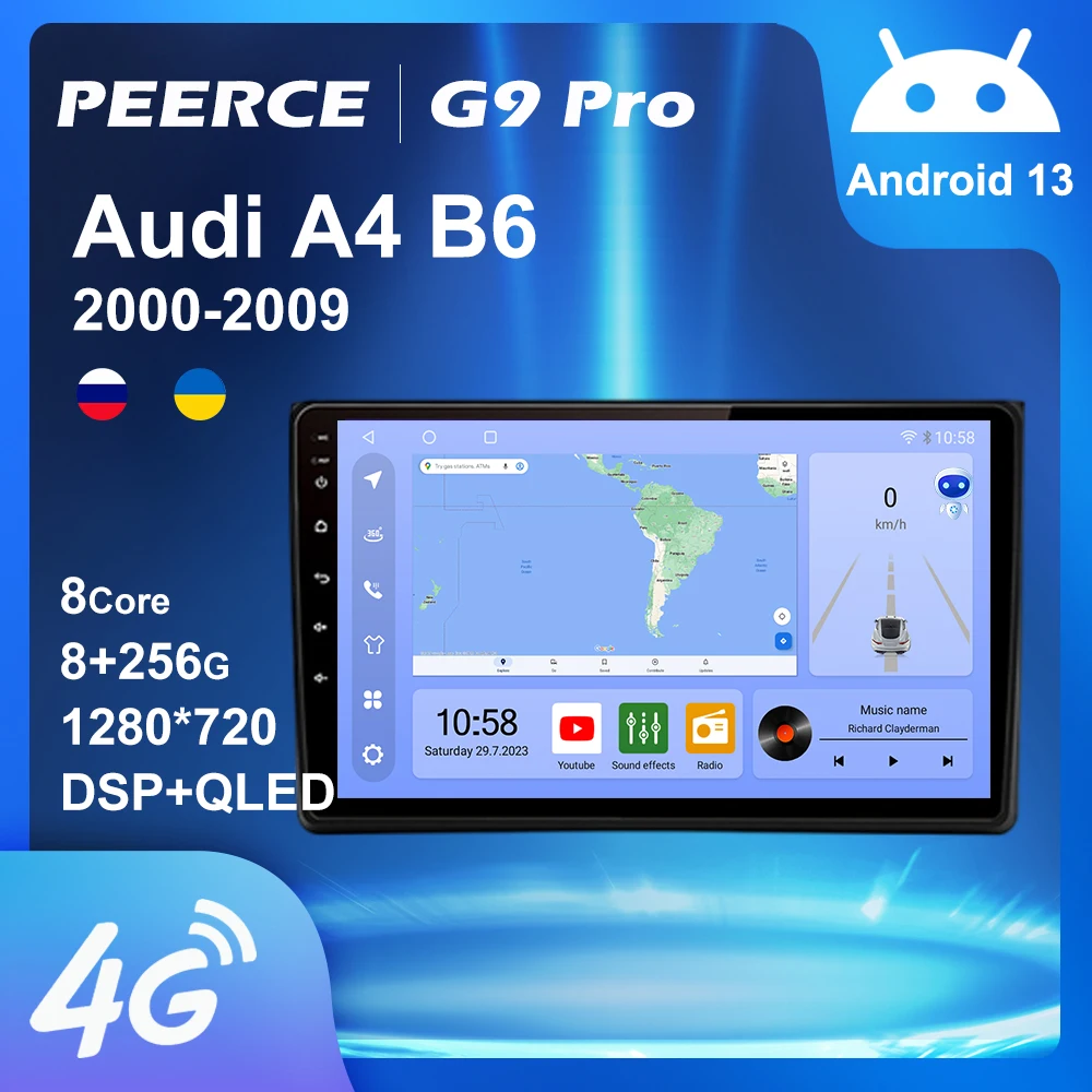 

Автомобильный радиоприемник PEERCE, Android 13, AI, для Audi A4 B6 2000-2009