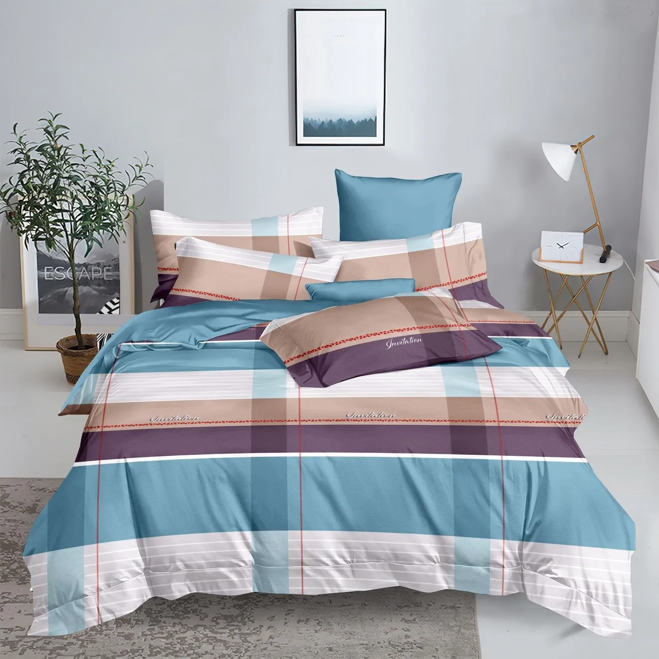 КПБ Поплин Постельное белье поплин SA-1218 - Семейное