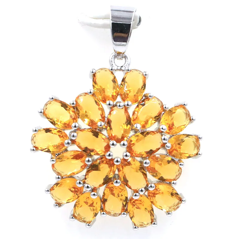 

35x27mm Highly Recommend Golden Citrine Gift For Ladies Daily Wear Silver Pendant