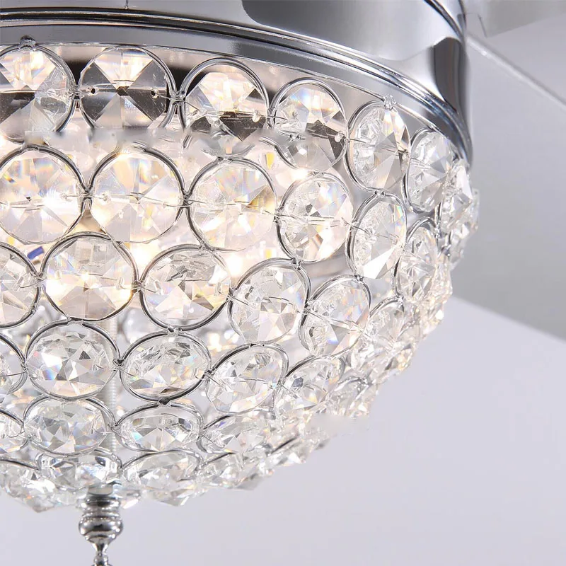 Роскошные Серебристые Хрустальные потолочные вентиляторы 48 дюймов светильник 110