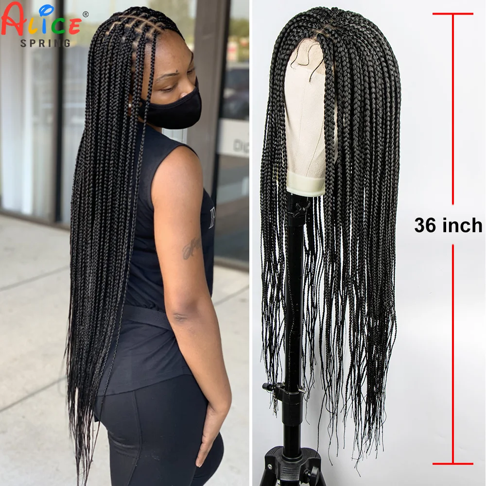 

Волосы Alice Hair 36 дюймов, полноразмерные кружевные передние плетеные парики без узлов, синтетический парик с косичкой, Детские волосы для черн...