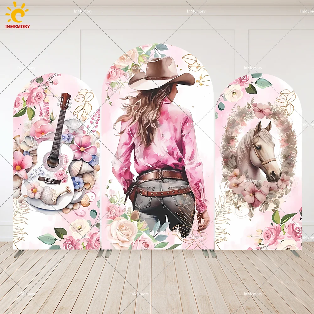 Фон для арки на день рождения в стиле пастушки гитара лошадь девочек баннер