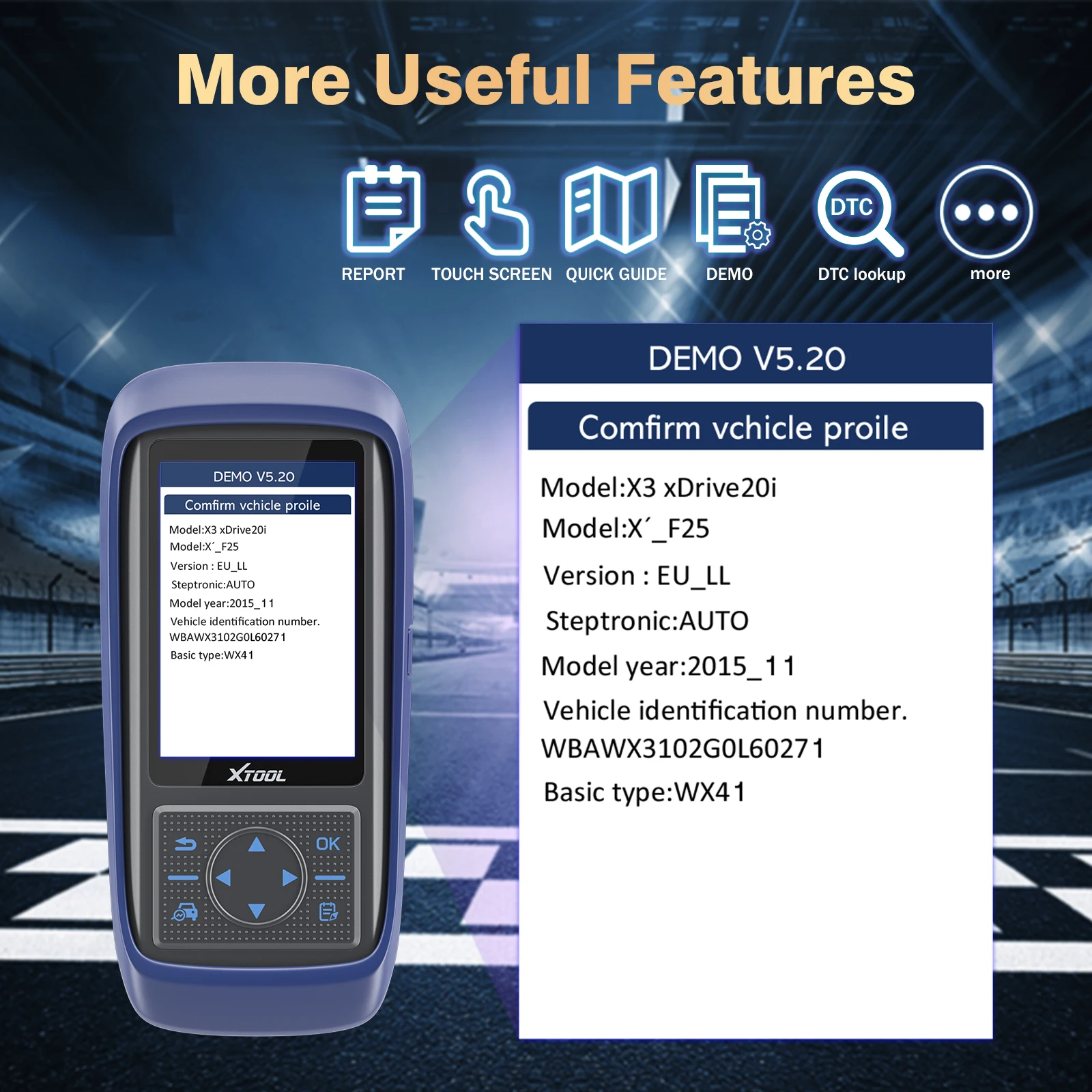 Сенсорный экран XTOOL A30 PRO 15 сервисных функций 12 видов специальных DPF TPMS SAS EPB