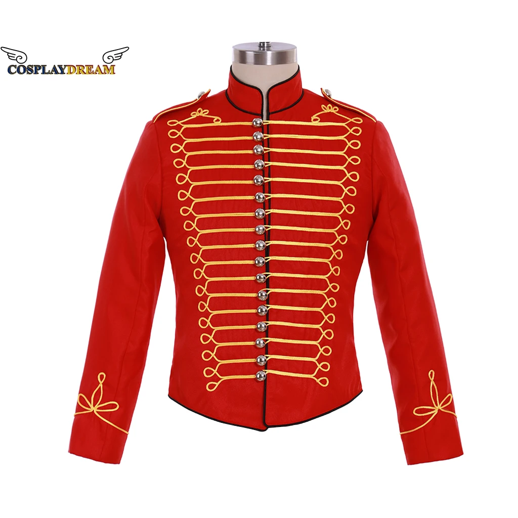 Disfraz de Michael Jackson para Cosplay, chaqueta de abrigo roja, traje de Michael Jackson para actuación de escenario, uniforme de oficial de soldado Medieval, abrigo