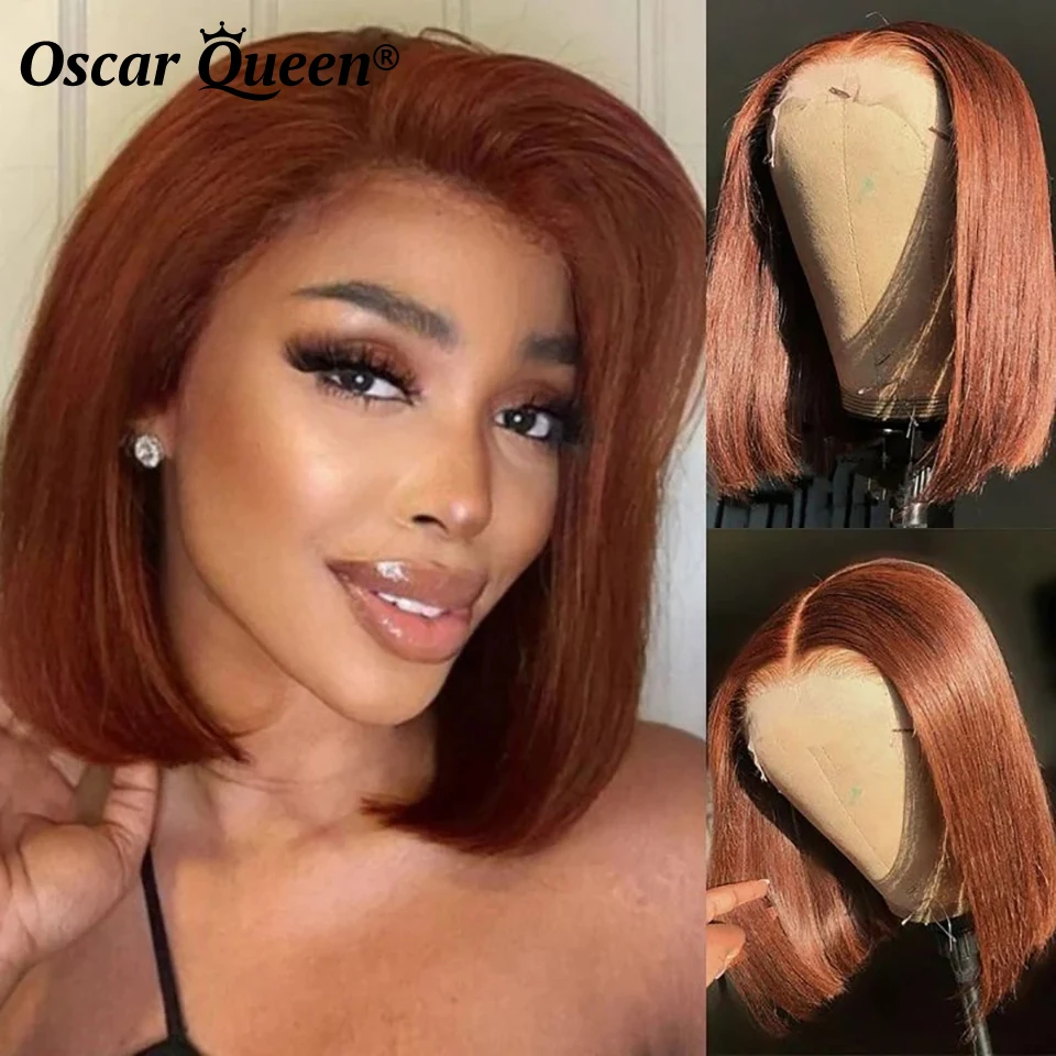 Cheap Ginger Orange Lace Front Wig Brazilian Short Bob Wig Lace Front Human Hair Wigs For Women 13x4 Frontal Colored Wigs