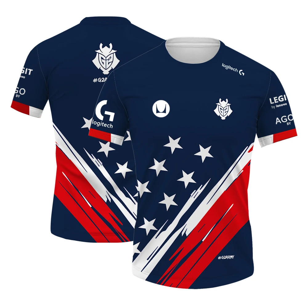 

Summer 3D Printed G2 Game National Team Uniform Men's Quick Dry T-shirt E-Sports Fans Short Sleeve Tops Fashion Oversized Tees