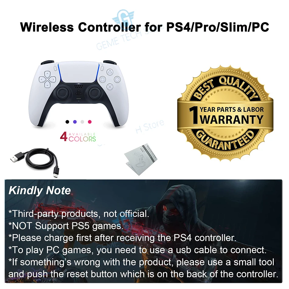 Беспроводной контроллер PS4 Bluetooth 6-осевой Двойной вибрационный Сенсорный игровой