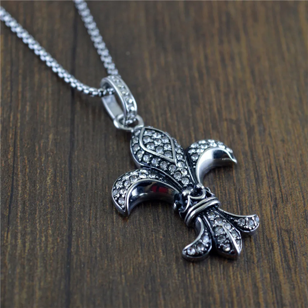 

Мужская модная Бриллиантовая подвеска из титановой стали, подвеска с цветком лилии, ожерелье, ювелирные изделия в подарок