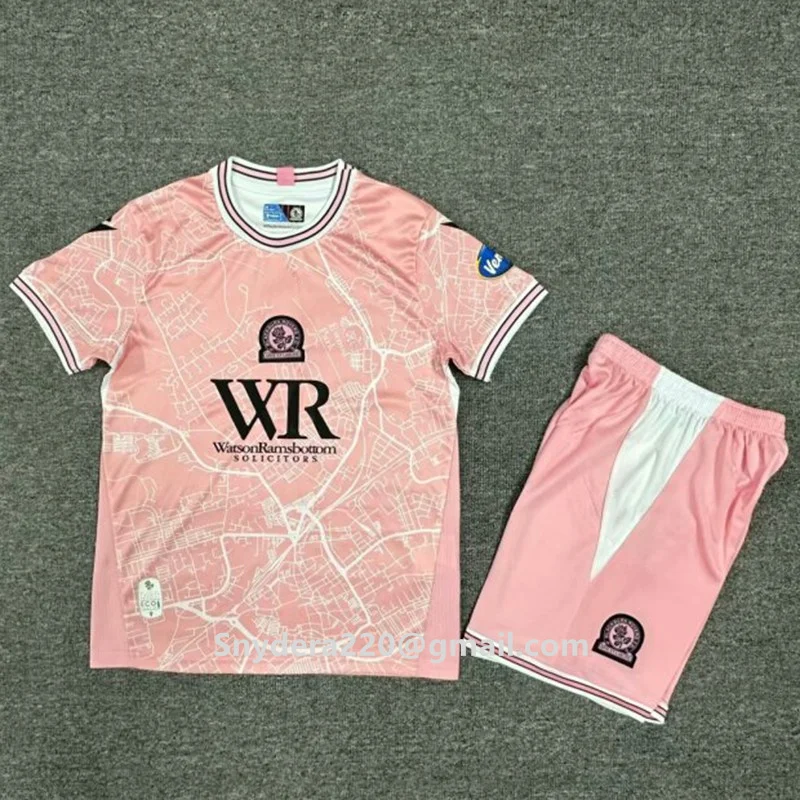 24/25 Kids Rovers Третья розовая быстросохнущая одежда Тренировочные рубашки Blackburn