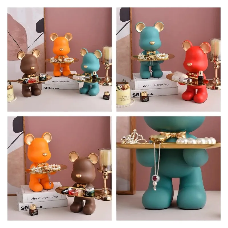 

Creative Figurines Home Decor Crafts Small Ornaments Bear Storage Tray for Baby Birthday Party Gift Living Room Desktop Decor