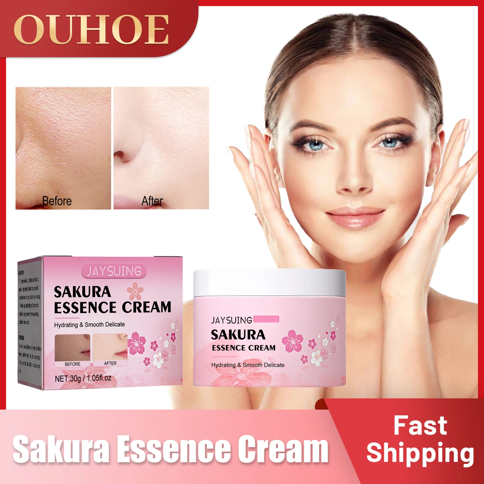 

Sakura Whitening Serum Cream Anti Aging Shrink Pores Brightening Freckle Improve Dullness Skin Moisturizing Essence Facial Cream