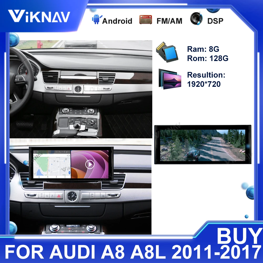 

Автомобильная магнитола для Audi A8 A8L 12,3-2011, 2017 дюймов, Android 11, GPS-навигация, мультимедийный плеер, 2Din, автомобильная стереосистема, аудиомагнито...