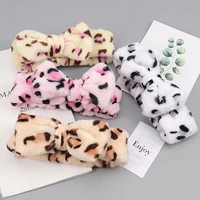 leopard print hair band face wash bow girls hair accessories parent child family headwear festive party makeup finishing hair