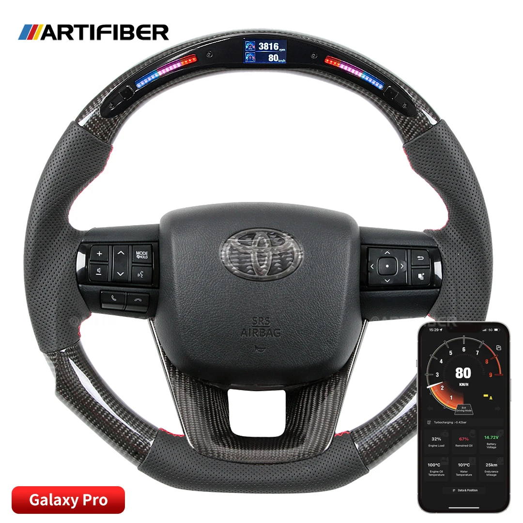 

100% Real Carbon Fiber LED Steering Wheel for TOYOTA Hilux Revo