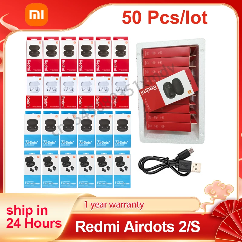 

50 Pieces/Lot Xiaomi Airdots S TWS Earphone Wireless Bluetooth Redmi Airdots 2 Headset Stereo Noise Earbuds