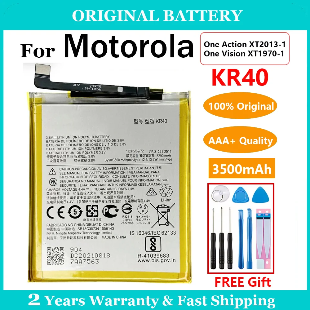 Оригинальный аккумулятор 3500 мАч KR40 для Motorola Moto One Action XT2013-1 / Vision XT1970-1 сменные