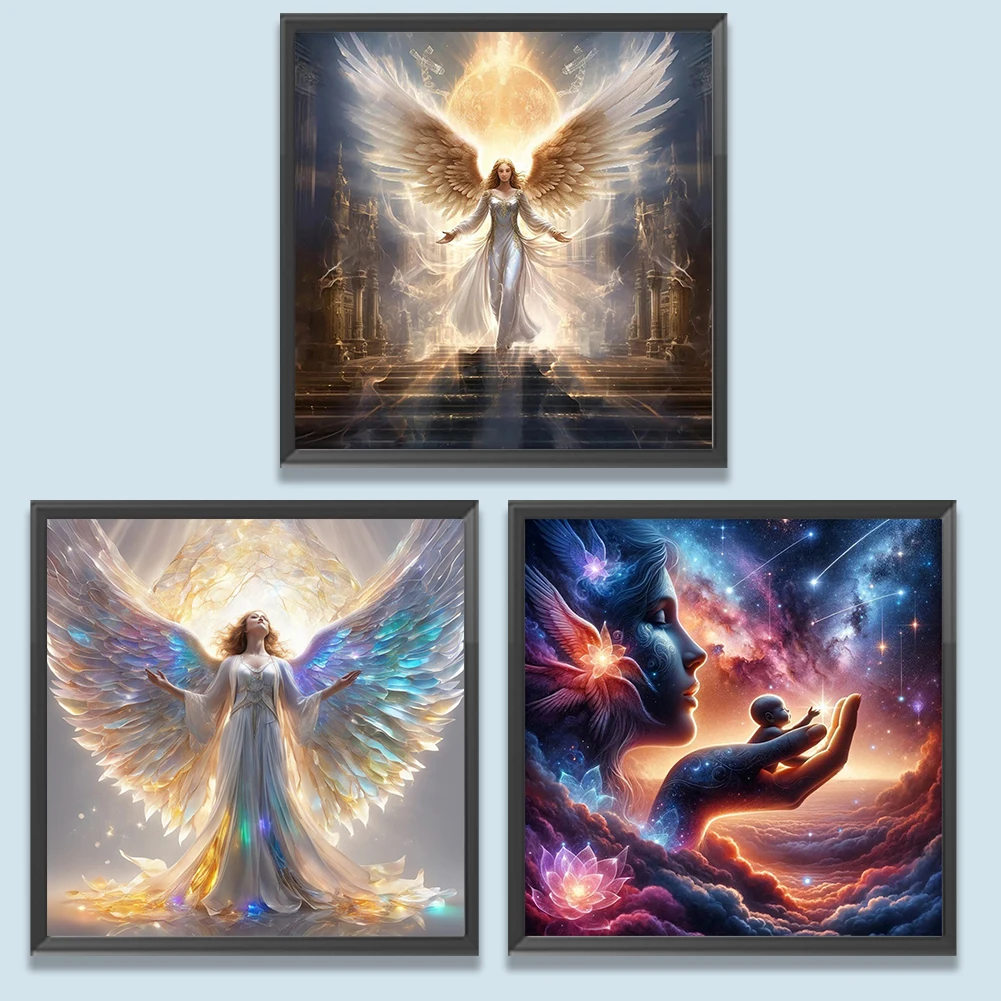 5D DIY Полная круглая дрель Алмазная живопись Angel Girl Kit Home Decor Art Craft