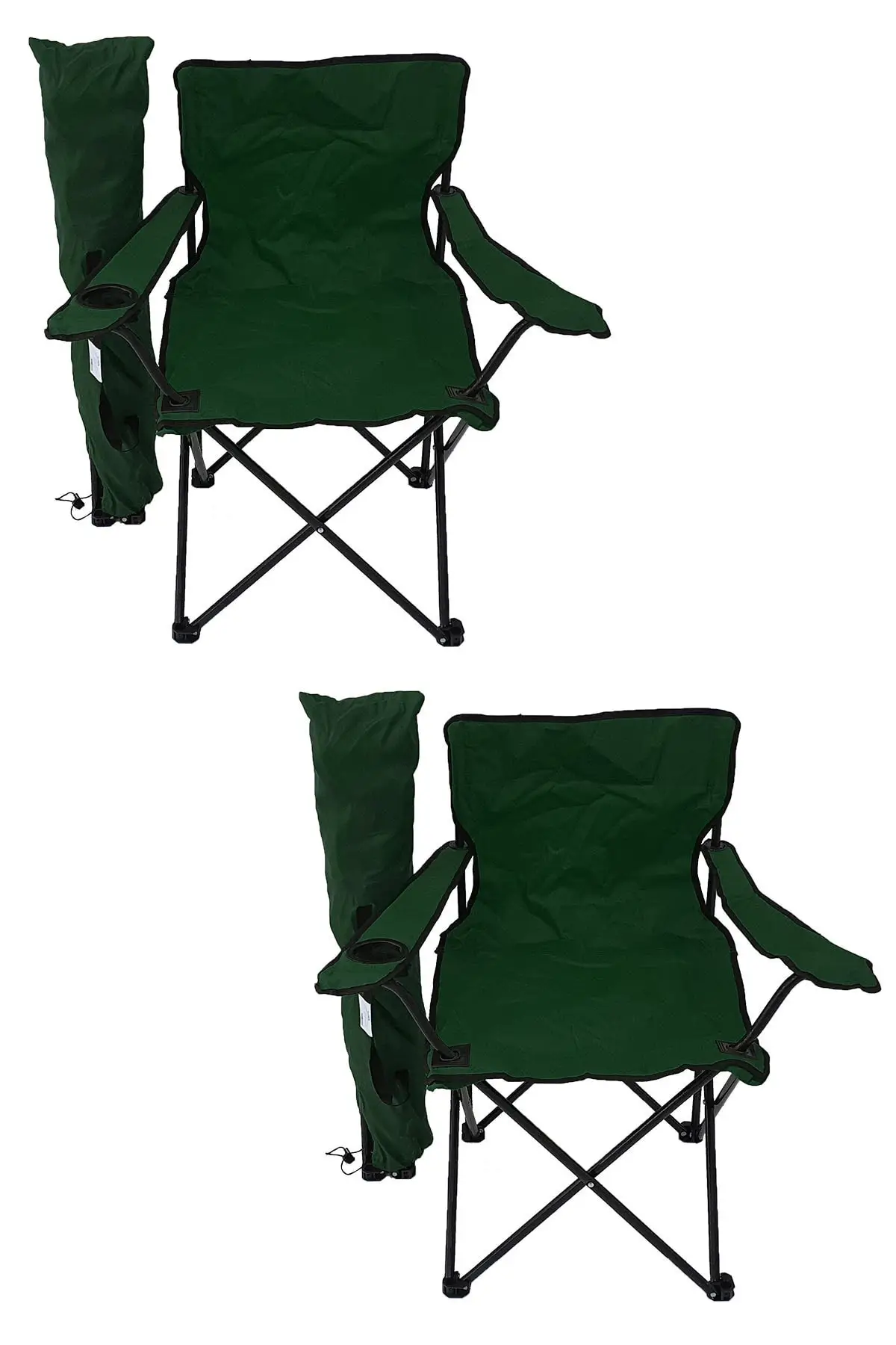 

2-piece Camping Chair Picnic Chair Folding Chair Camping Chair with Carrying Bag Green
