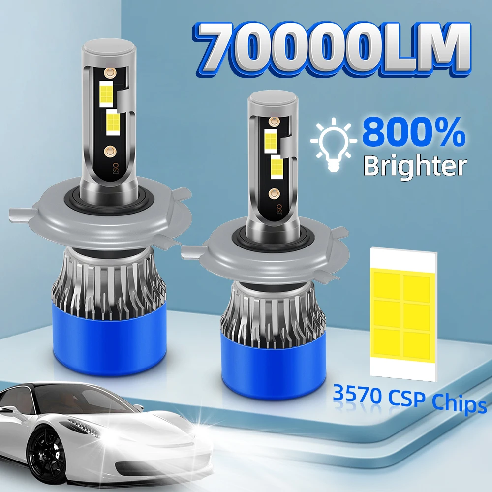 

Светодиодные Лампы Для Фар Автомобиля 300W Canbus H4 H7 H11 H13, 70000Лм, 6000K, Белый Свет, Турбо, Автоматические, Универсал...
