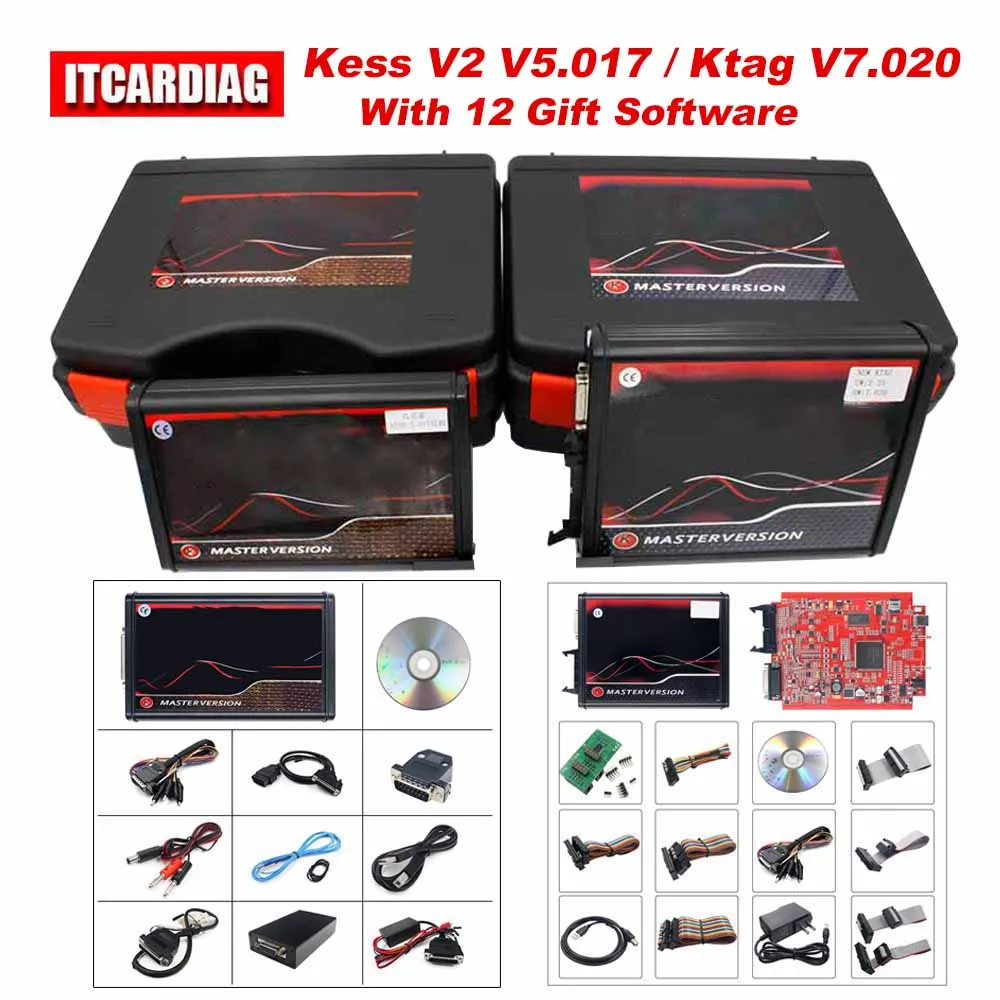 

ECU Tool For Ktag V7.020 KESS V2.8 V2 V5.017 SW V2.25 v2.47 4 LED BDM Frame 22pcs Adapters K-TAG ECU Programmer with Toolbox