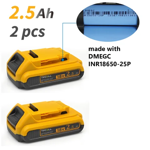 TPCELL 2, 5 Ач аккумулятор для DeWalt 18/20 В