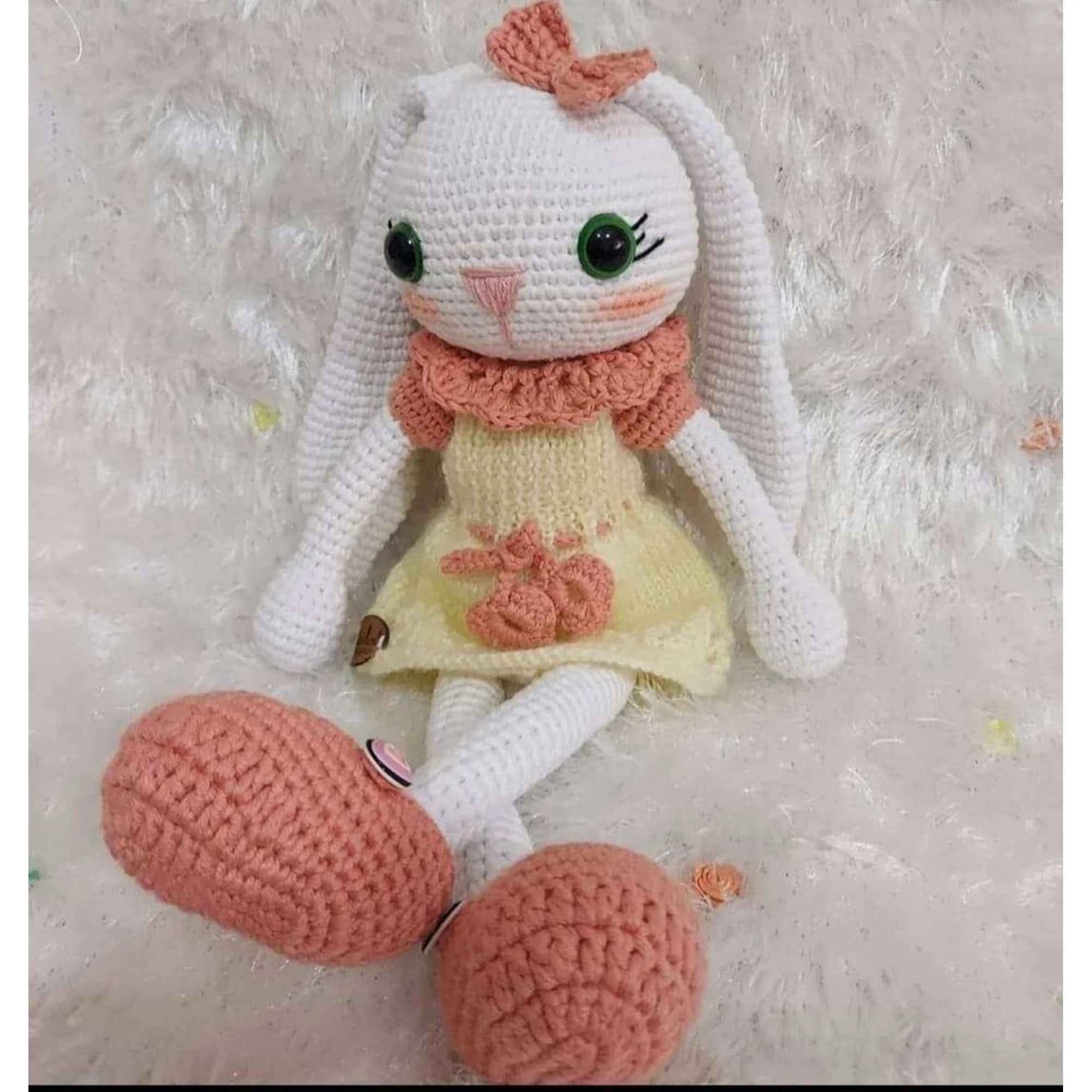 

Amigurumi кролик с длинными ушами Органическая трикотажная моющаяся игрушка ручной работы для новорожденных спутник для сна милый ребенок для ...