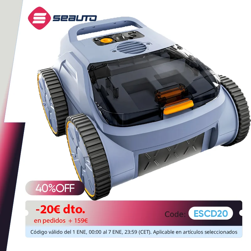 Seauto Pool Vacuum,3 Modes for In/Above-Ground Pools Up to 2150 Sq. Ft., Lasts Up to 150 Mins,Wall Climbing,180W Brushless Motor