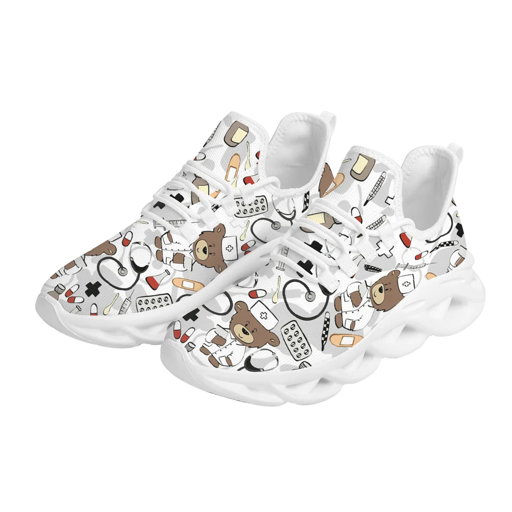 Yikeluo Shoes for Women Nurse Fashion Print Sneakers Design Custom Pattern Shoes Casual Women Flat Walking Shoes Running Sneaker