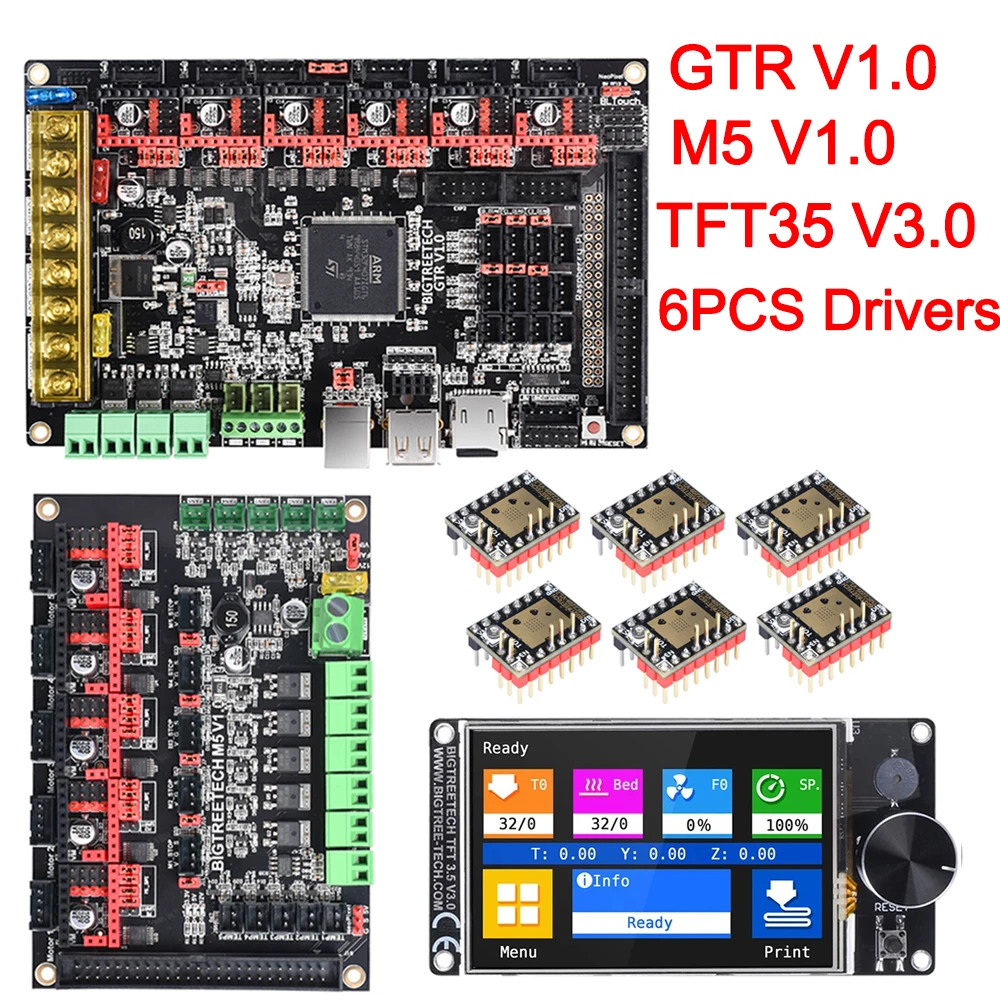 

Плата управления BIGTREETECH GTR V1.0 + M5 V1.0 + TFT35 V3.0 Запчасти для 3D-принтера TMC2208 TMC2209 TMC5160 для Ender 3/5 MKS GEN L SKR PRO