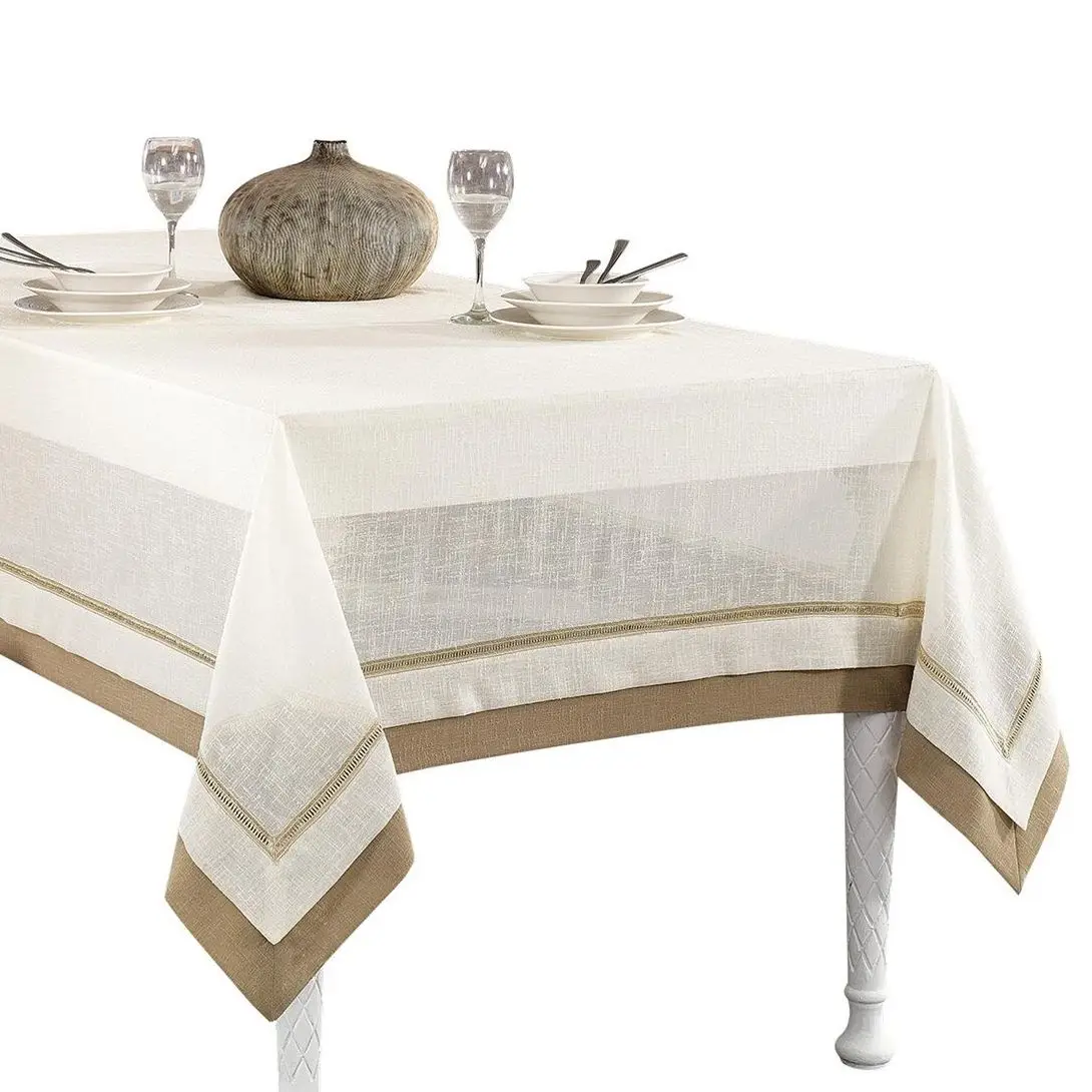 

Nazik Home Linen Tablecloth (160 x 260 cm) 63 x 102 inc table cover masa örtüsü beistelltisch gold home decor decoration dinner