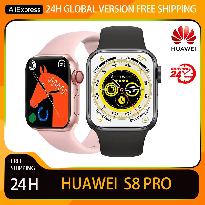 

Смарт-часы Huawei S8 Pro, экран 1,85 дюйма, великолепный дисплей, пульсометр и мониторинг уровня кислорода в крови