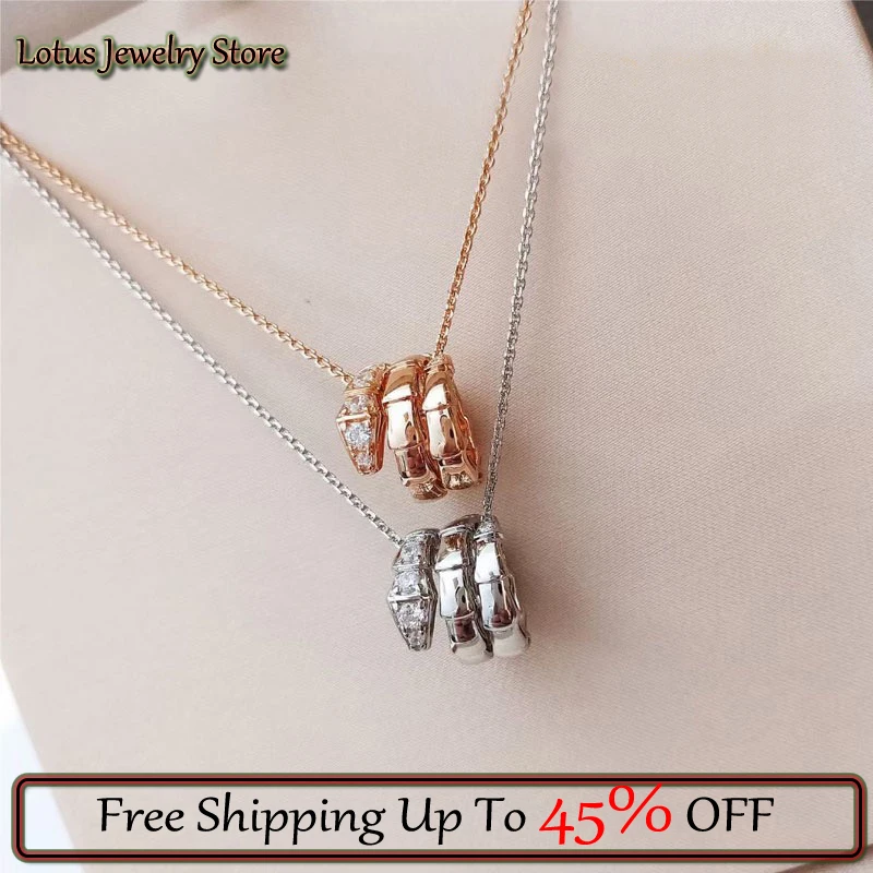 

Silver Rose Color Fashion Classic Three Circle Snake Bone Necklace Women Clavicle Necklace Couple Light Luxury Jewelry Gift