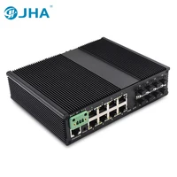 JHA-TECH 8 Port Gigabit Industrial Ethernet Switch IP40 Managed Fiber Converter with 8 SFP Slot Network Device for Outdoor