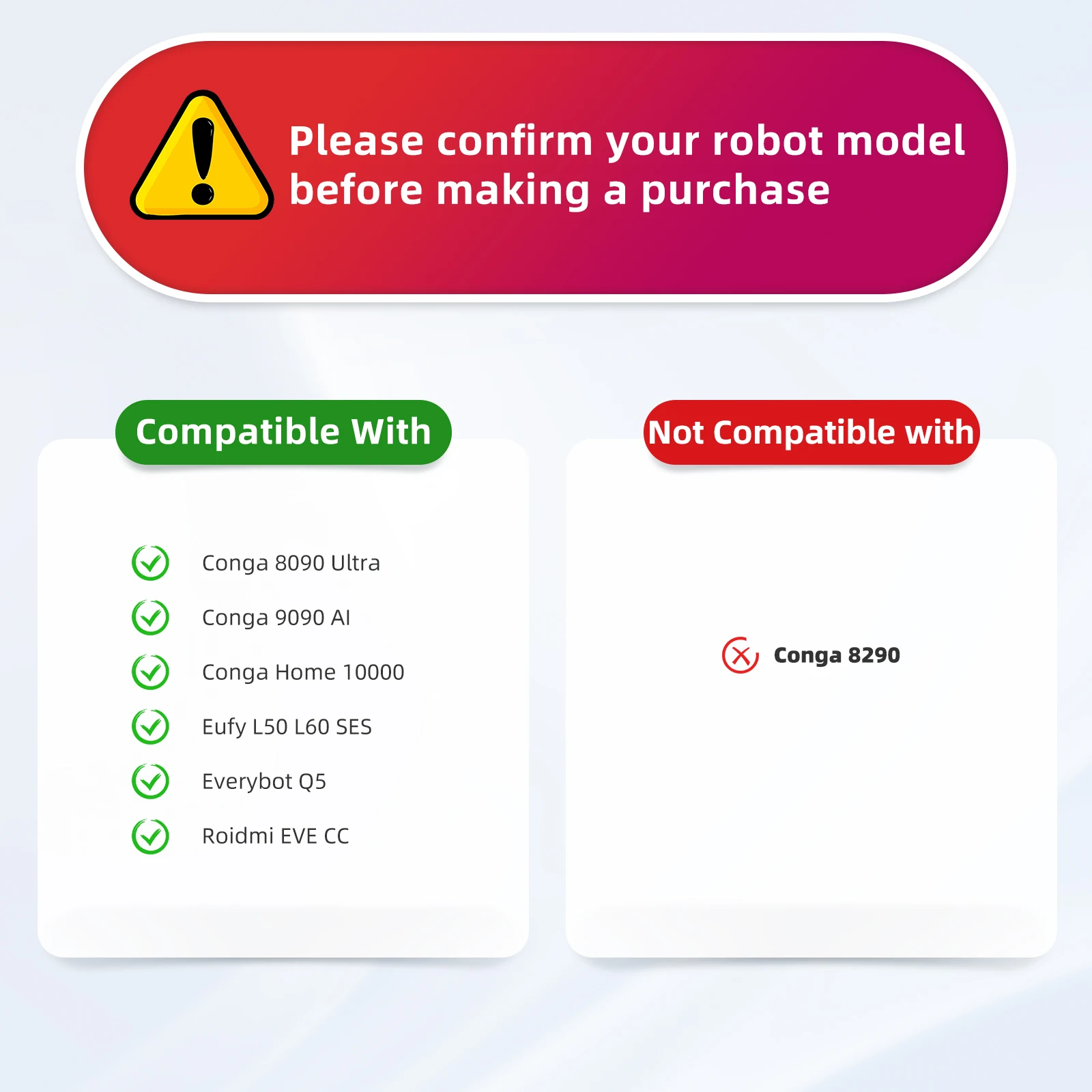 Подходит для Conga 8090 Ultra / 9090 AI Home 10000 Eufy L50 L60 SES Everybot Q5 Roidmi EVE CC Запчасти замены