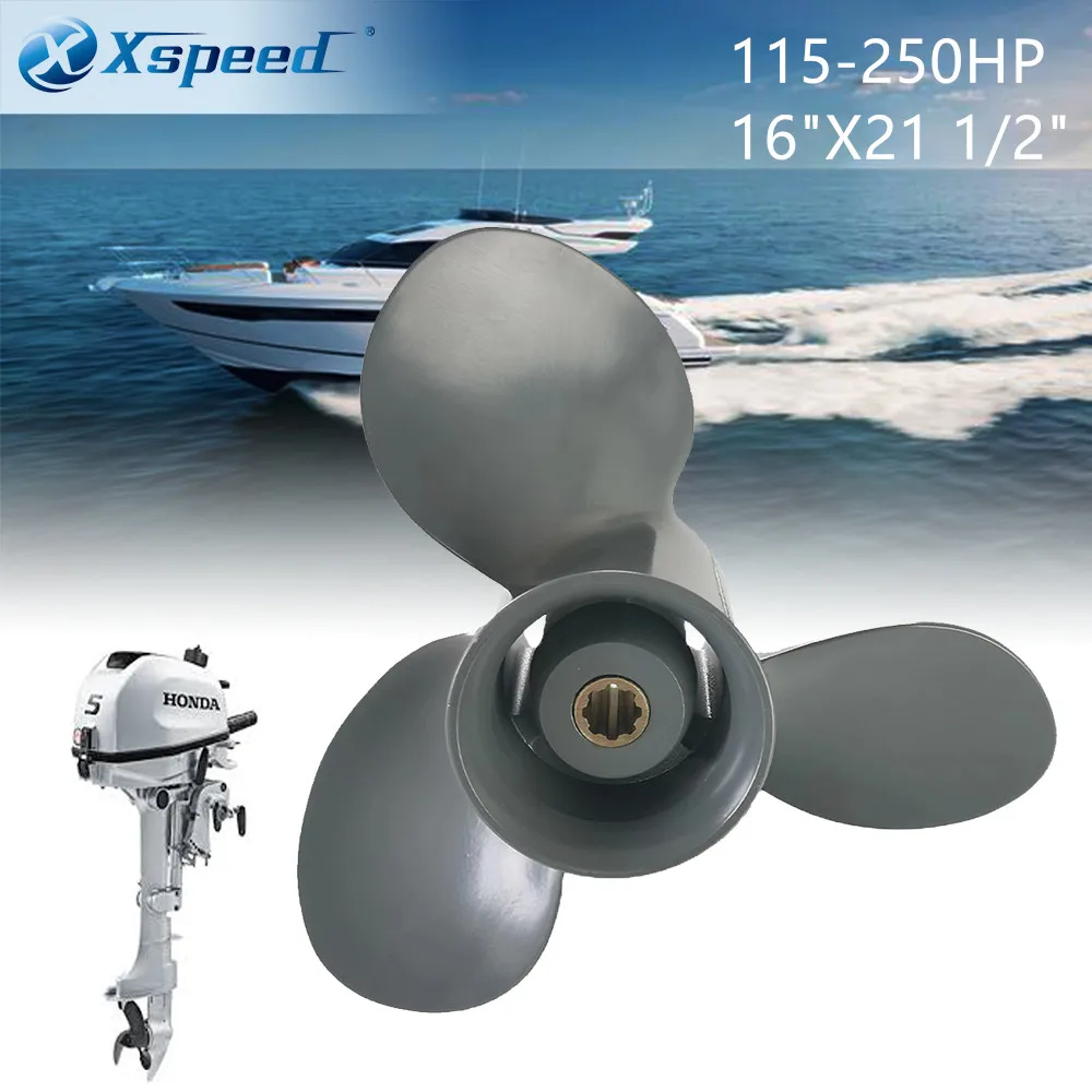 Xspeed Propeller 16X21 1/2 Fit Honda Outboard Engine 115-250HP 3 blade Aluminum 15 Tooth Spline