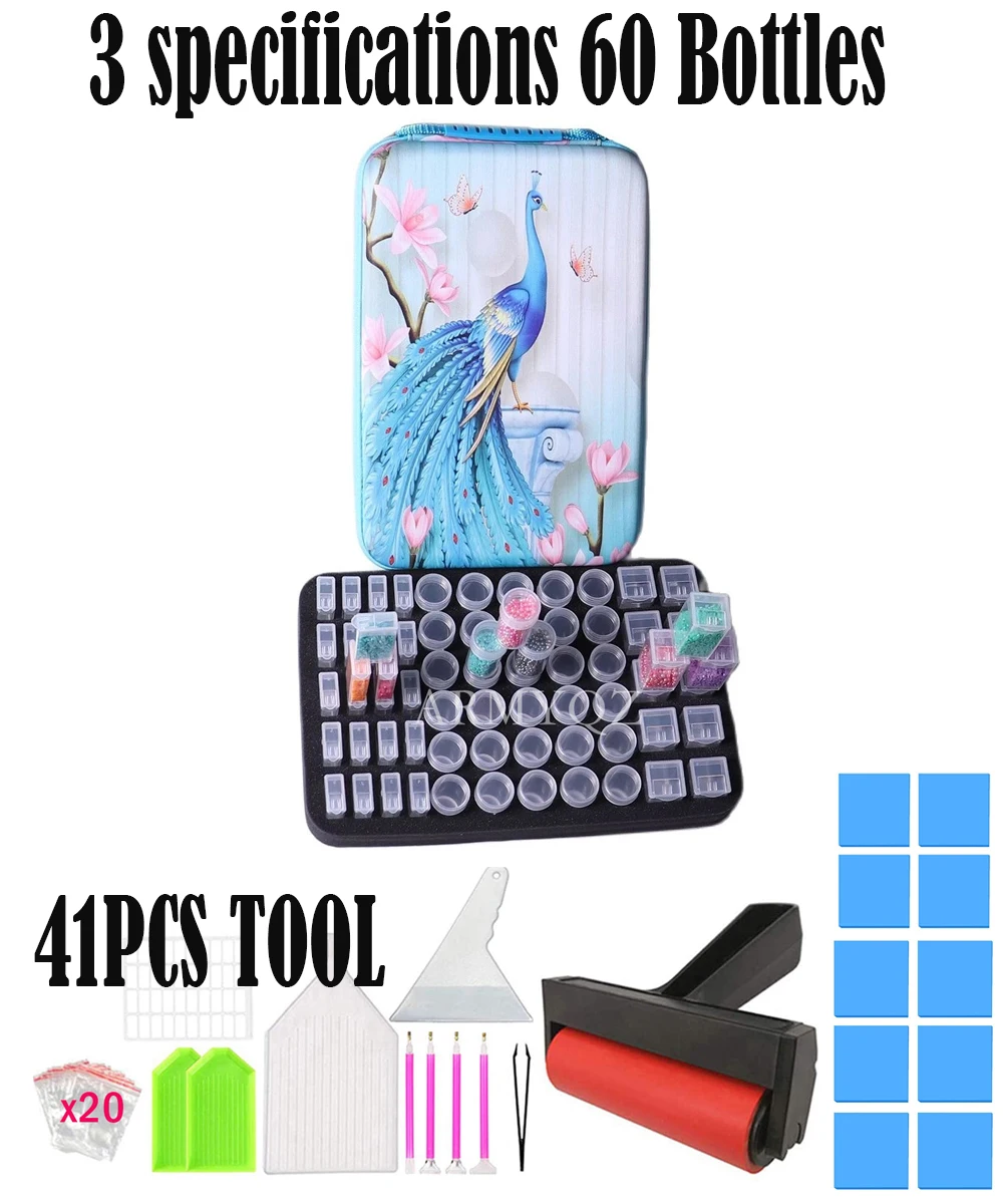 

60 бутылок из 3 спецификаций, аксессуары для алмазной живописи, алмазная вышивка, женская сумка для хранения, коробка, мозаичный чехол