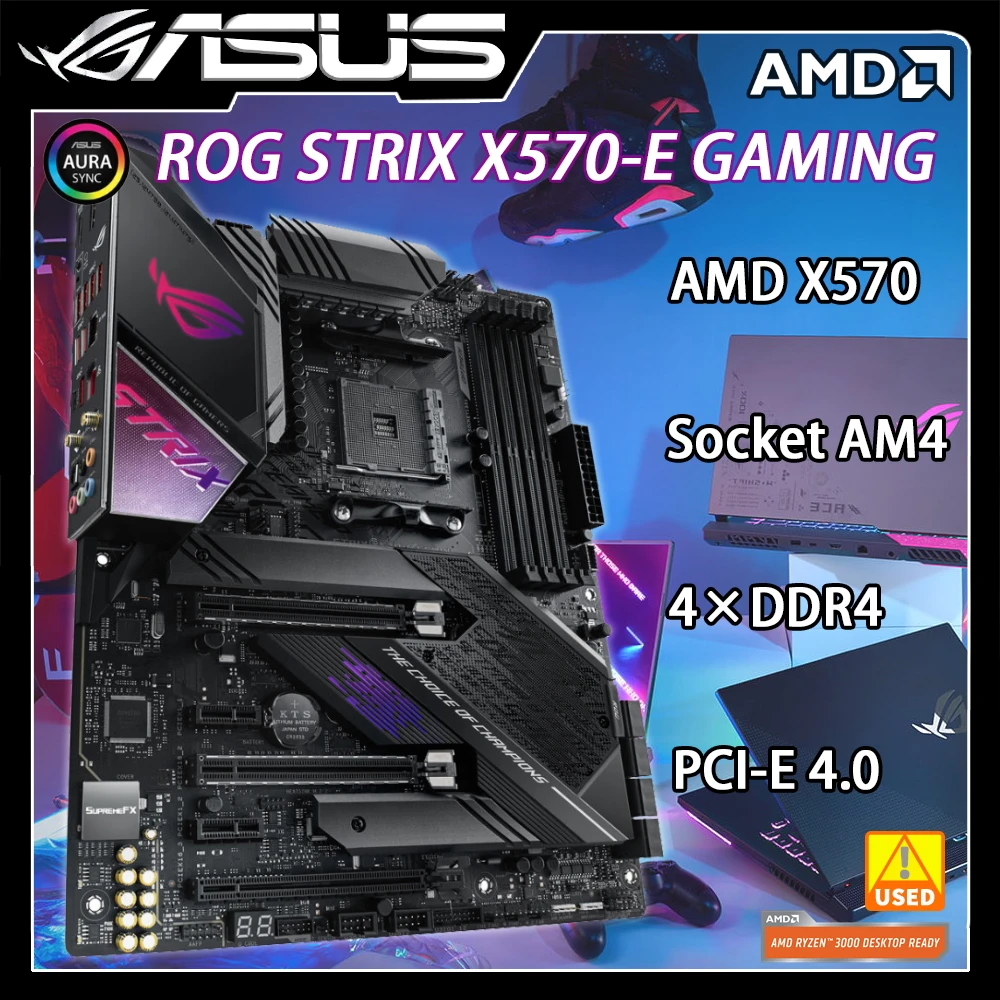 

ASUS ROG STRIX X570-E GAMING Socket AM4 AMD X570 Motherboard DDR4 128GB M.2 PCI-E 4.0 R9 R7 R5 R3 Cpus HDMI Display Port USB3.2