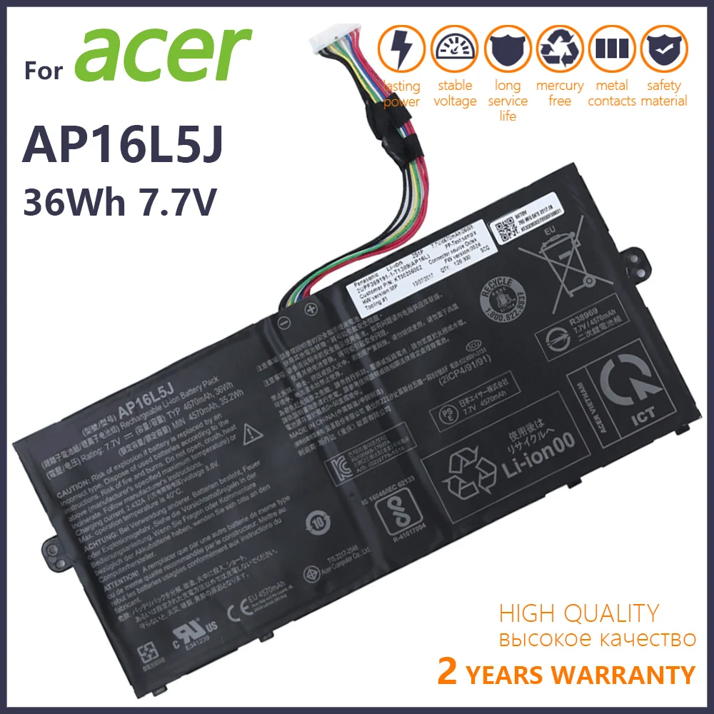 

Genuine AP16L5J Laptop Battery For Acer SF514-52T-83U3 SF514-52T-86W1 Spin 1 SP111-32N SF514-52T 7.7V 36Wh 4760mAh Batteries