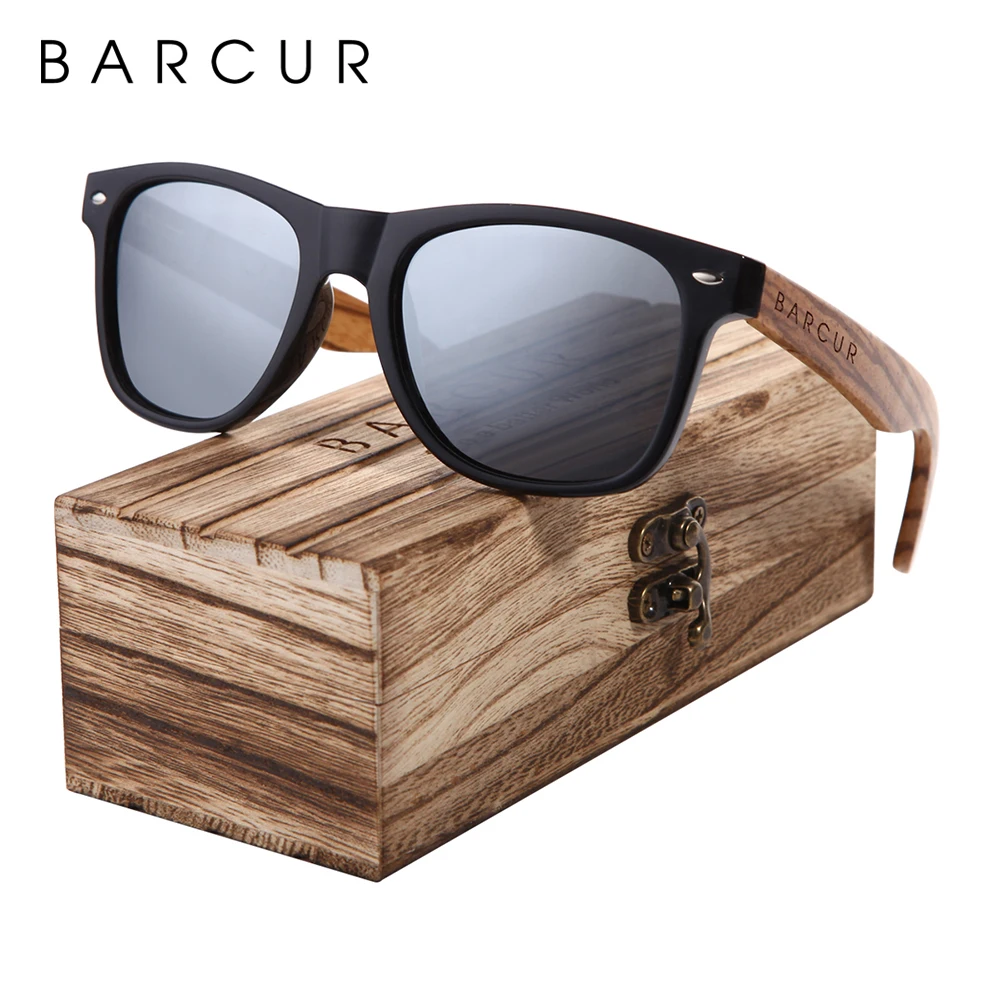 Солнцезащитные очки BARCUR поляризационные солнцезащитные из древесины зебры
