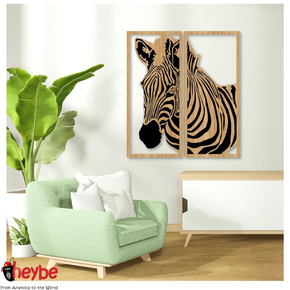 

Wooden Zebra Brown and Black Double Layer Wall Art Decoration Quality Gift Ideas 6mm Modern Home Office Decor Living Room Bedroom Kitchen New Nordic Style Creative Stylish Ornament Beautiful Cute Painting Souvenirs Lux