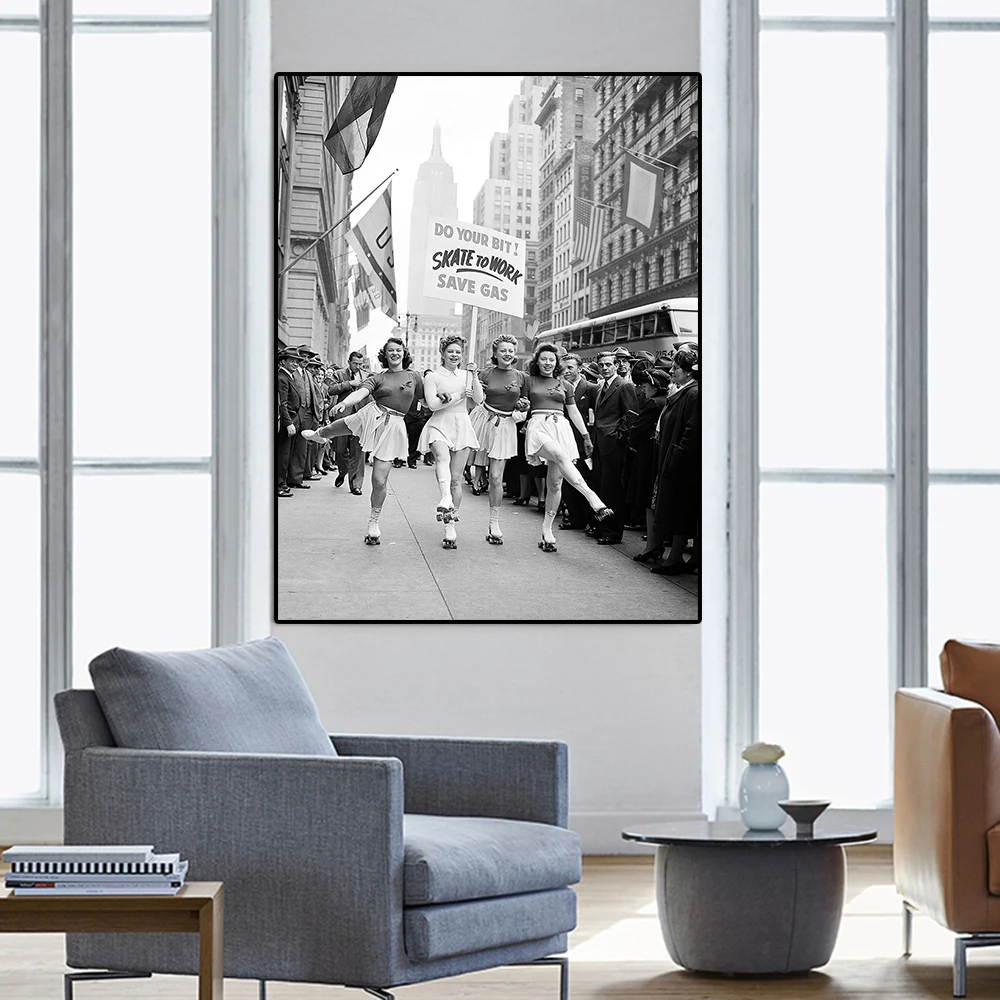 ВИНТАЖНАЯ фотография 1940-х годов печать скейт для работы ролики Вторая мировая