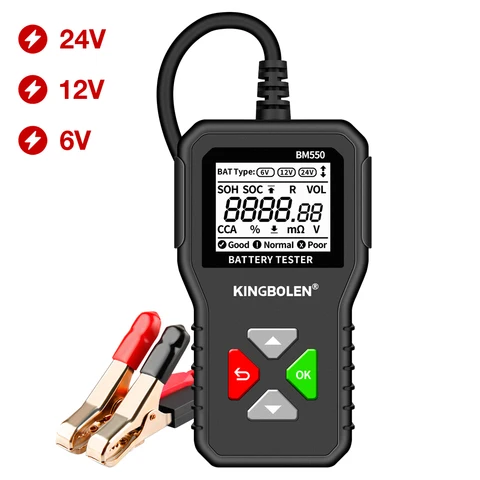 Тестер батареи инструменты KINGBOLEN BM550 6V 12V 24V Автомобильные диагностические инструменты 100-2000 CCA тестер 2Ah-220Ah анализатор батареи