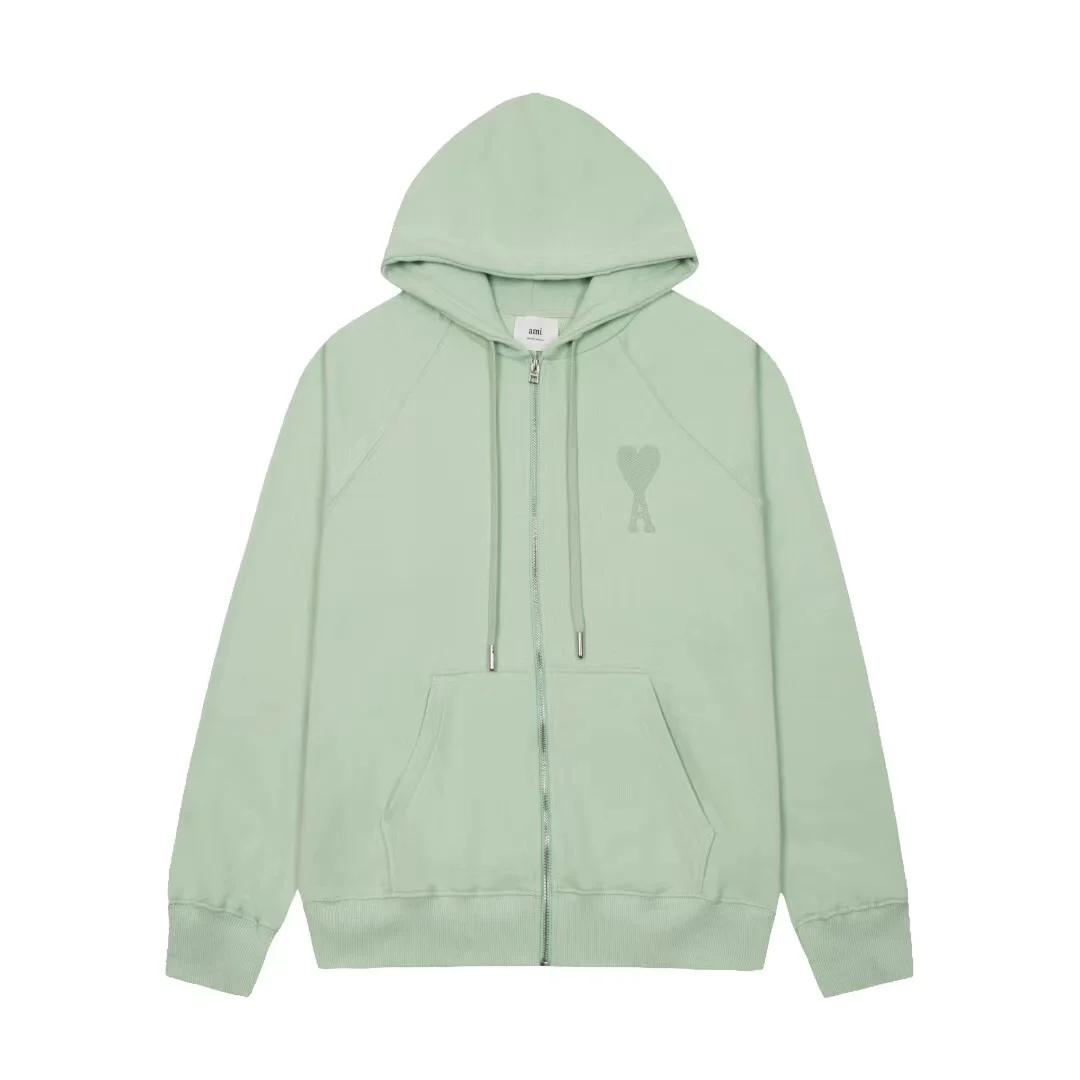 2022 New High Quality Hooded Casual Pure Color Sweaters Men and Women Love A Print Couple Pullover Sweaters Loose Cotton Jackets