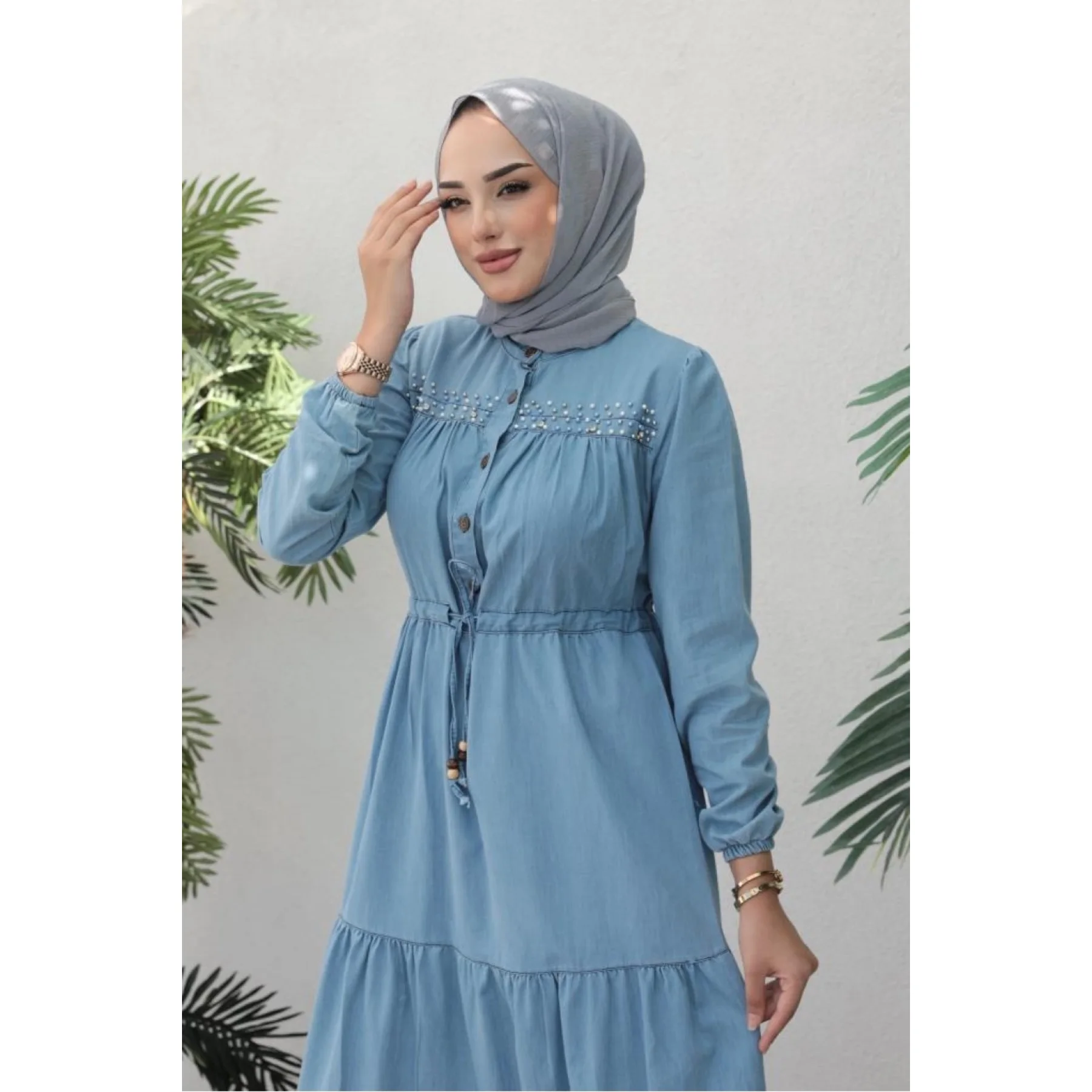 Denim Dress Women Maxi Muslim Dress Woman Abaya Dress Abaya Caftan Dubai Kaftan Robe Muslim Long Dress Modest Muslim Sets Turkey