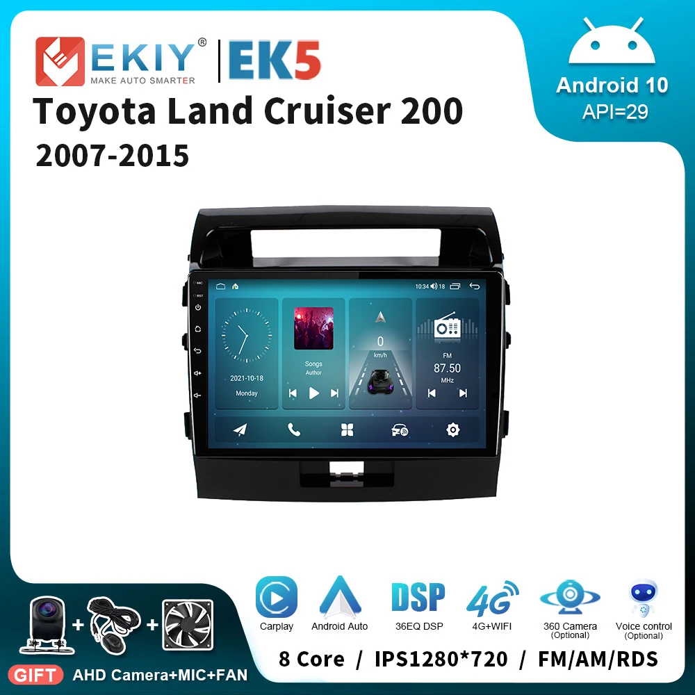

EKIY EK5 4G WIFI Автомобильная стерео для Toyota Land Cruiser 200 2007-2015 Android 10 автомобильный Bluetooth мультимедийный видеоплеер Carplay GPS