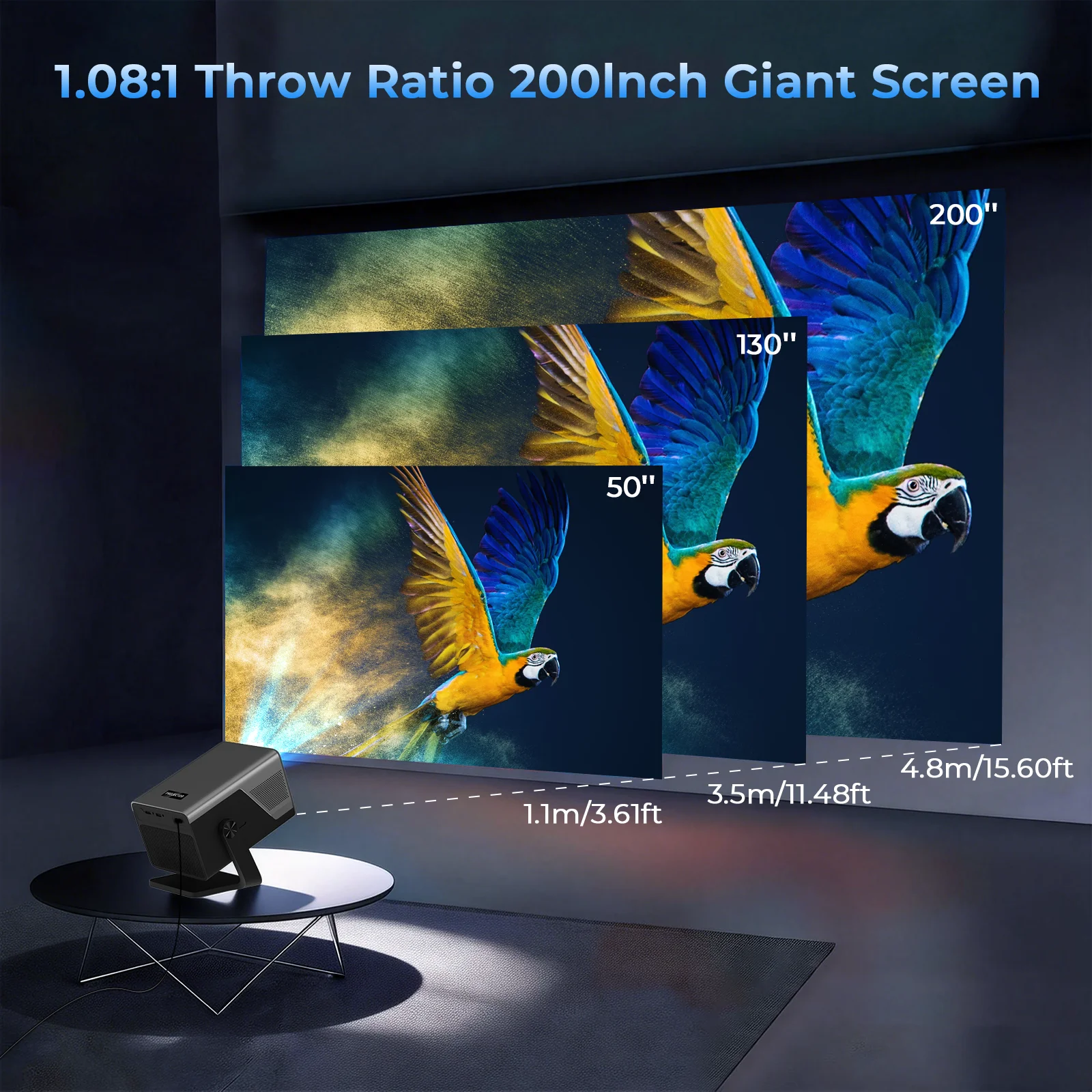 Фото Проектор LYNCAST Android 14 с нативным разрешением 1080P, декодированием 4K, Wi-Fi 6, BT5.4, автоматической коррекцией трапецеидальных искажений, портативный, для гостиной и просмотра фильмов на открытом воздухе №3
