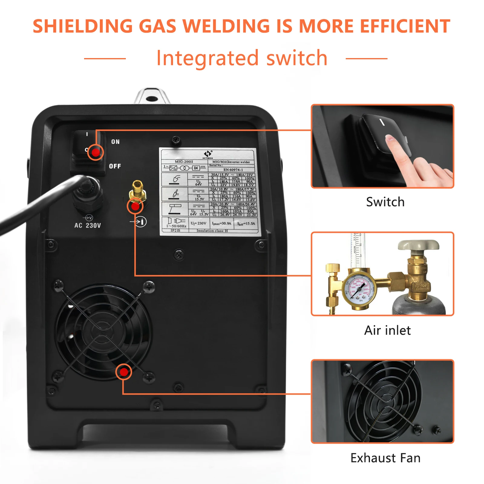 5 in 1 MIG200 HITBOX Stainless Steel Iron Mig Welder Semi-Automatic ARC TIG MIG Aluminum Welding Machine DC Gas and Gasless