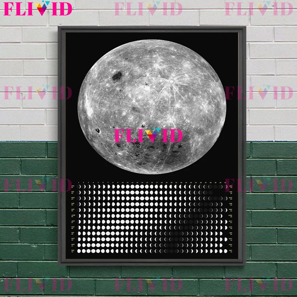 

Лунный календарь 2025 Иллюстрация Настенная живопись на холсте, 2025 Календарь с фазой Луны Украшение Астрология Художественный плакат Печать Декор