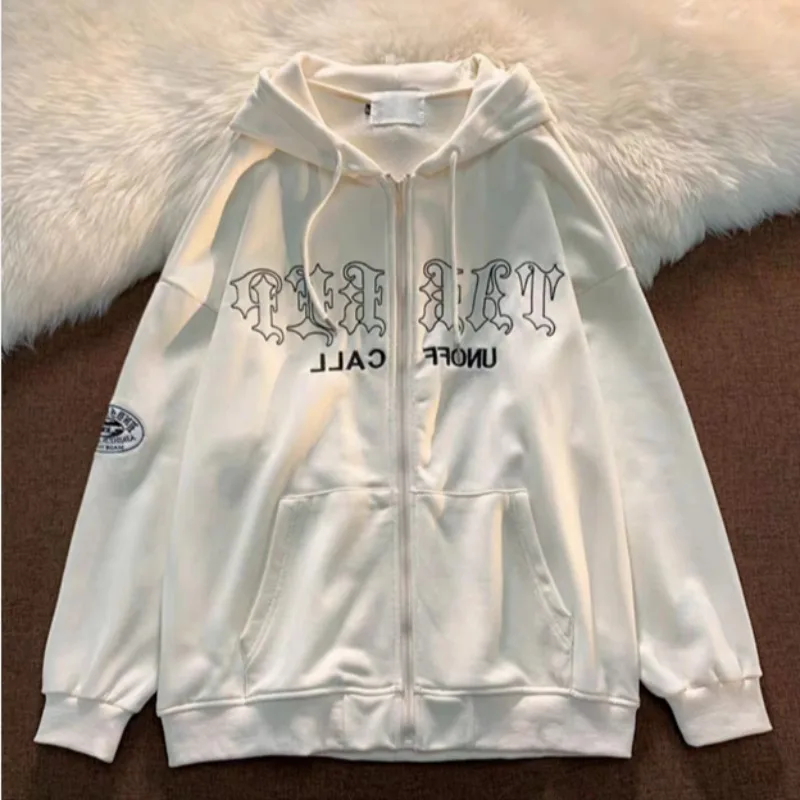 

Letter Embroidery Hoodies Women Harajuku Sweatshirts Vintage Hoodie Loose Casual Streetwear Women Long Sleeve Clothes Tops