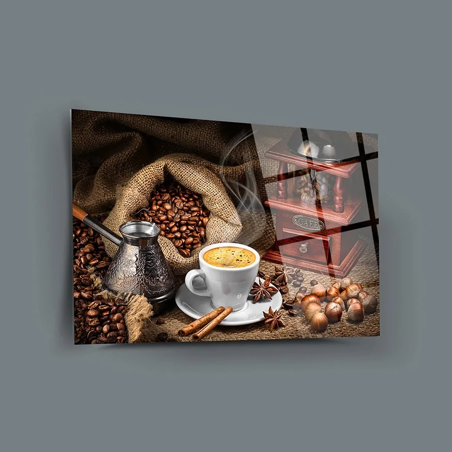 

Декор для старой кофемолки, бескаркасная плавающая панель из закаленного стекла для украшения дома, офиса, гостиной